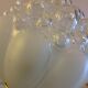 Pair of bubbled glass globe bedside lamps / vintage 60s-70s