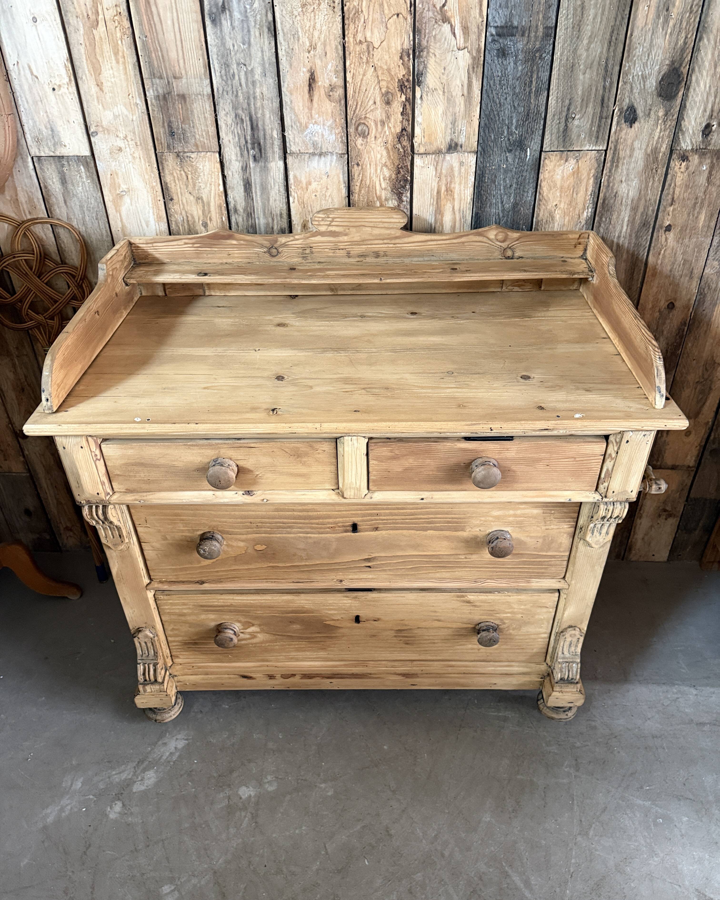 English pine chest of drawers