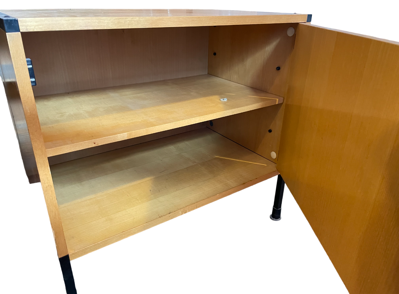 Storage furniture in ash and lacquered metal