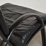 Black leather armchair and canning