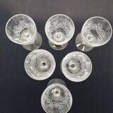 6 baccarat crystal port glasses, circa 1910.