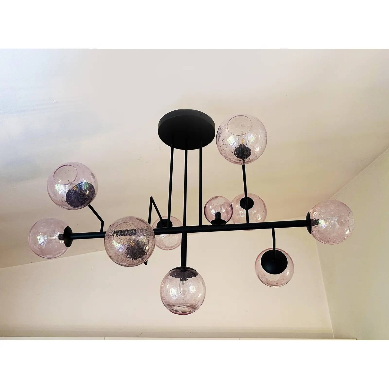 Contemporary Pink "Pulegoso" Spheres Murano Glass Sputnik Chandelier by Sim