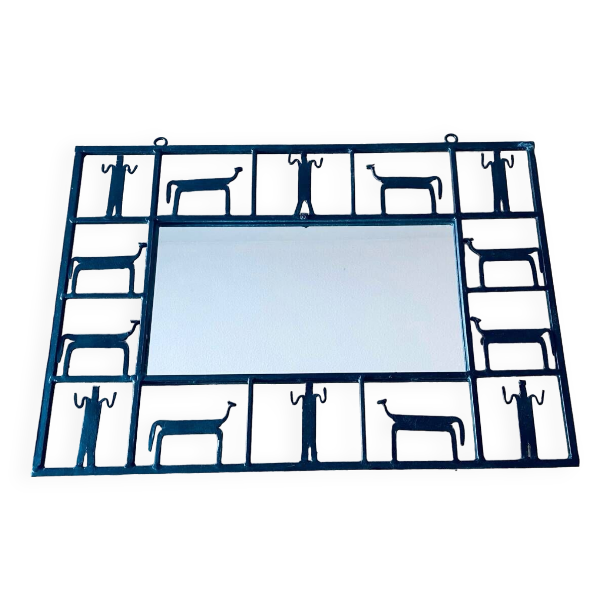 Rectangular wrought iron mirror, Frederick Weinberg