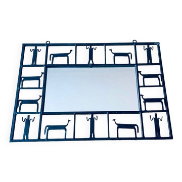 Rectangular wrought iron mirror, Frederick Weinberg