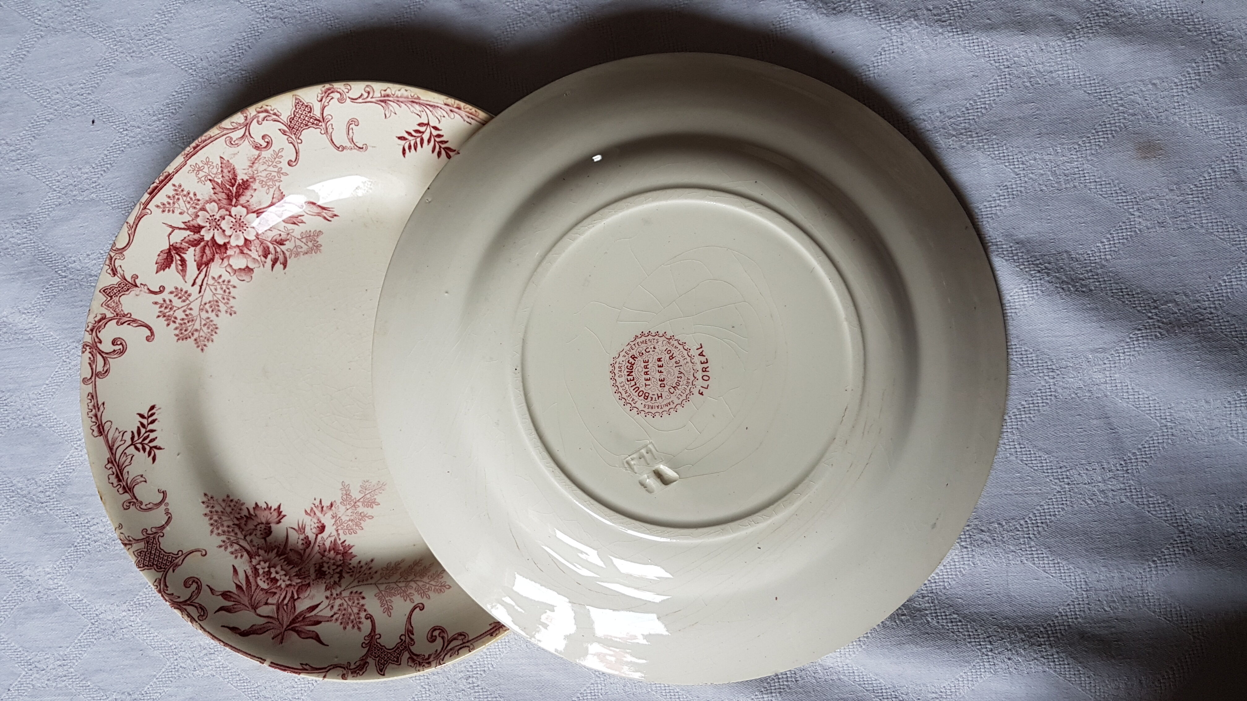Paire d'assiettes en faïence à décor de fleurs