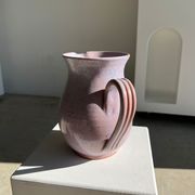 Vintage purple carafe with field flower patterns H:20cm