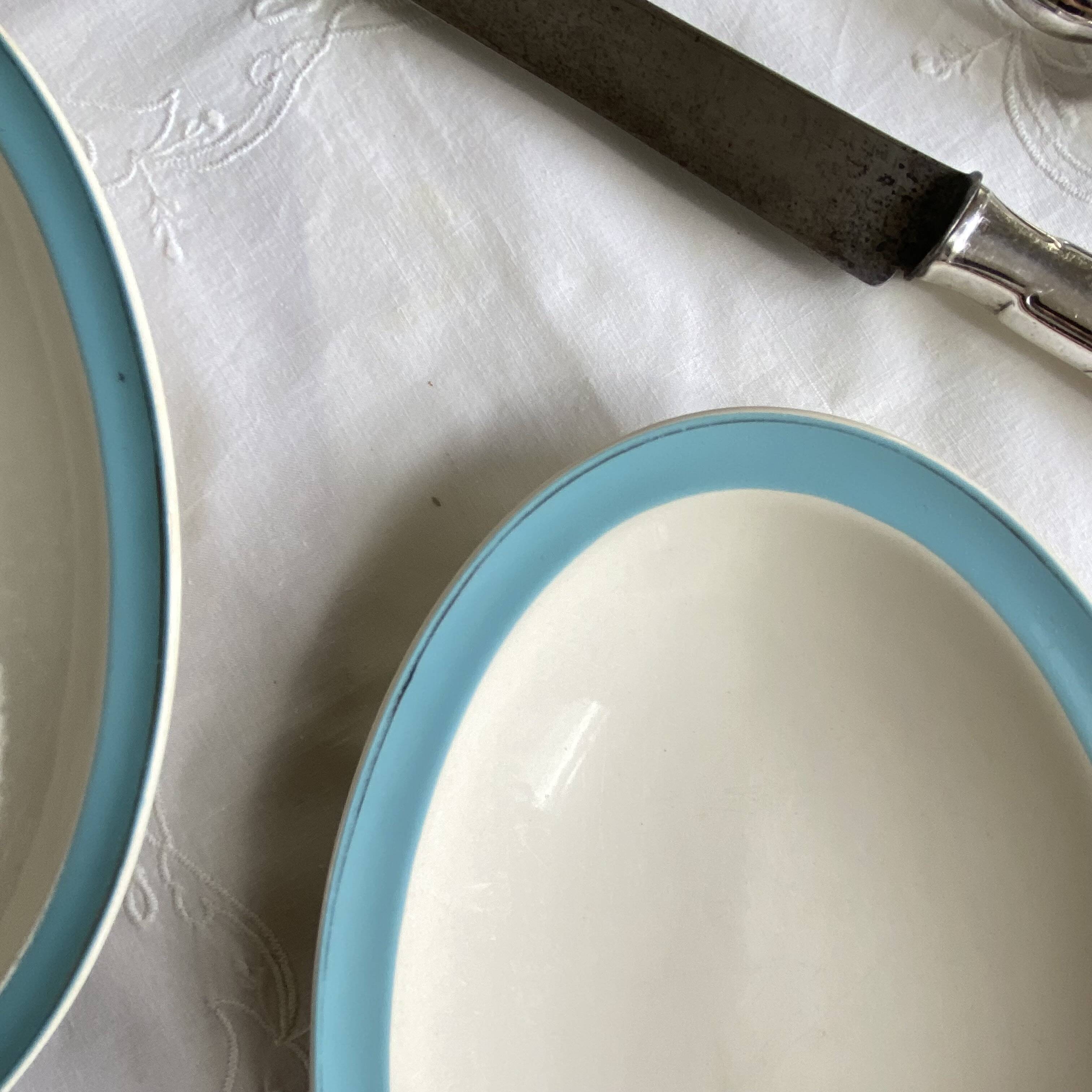 Set of 2 small serving dishes, antique Boch and Frères earthenware.