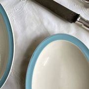 Ensemble de 2 raviers petit plat de service faïence ancienne Boch et Frères