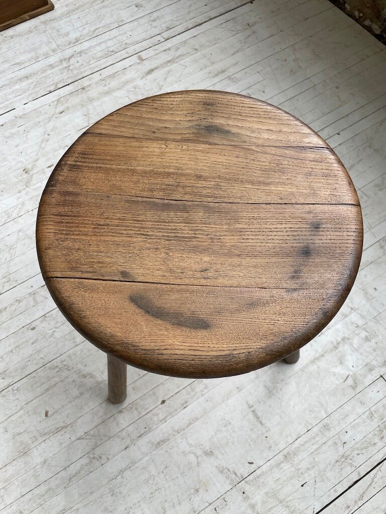 French tripod oak stool 50