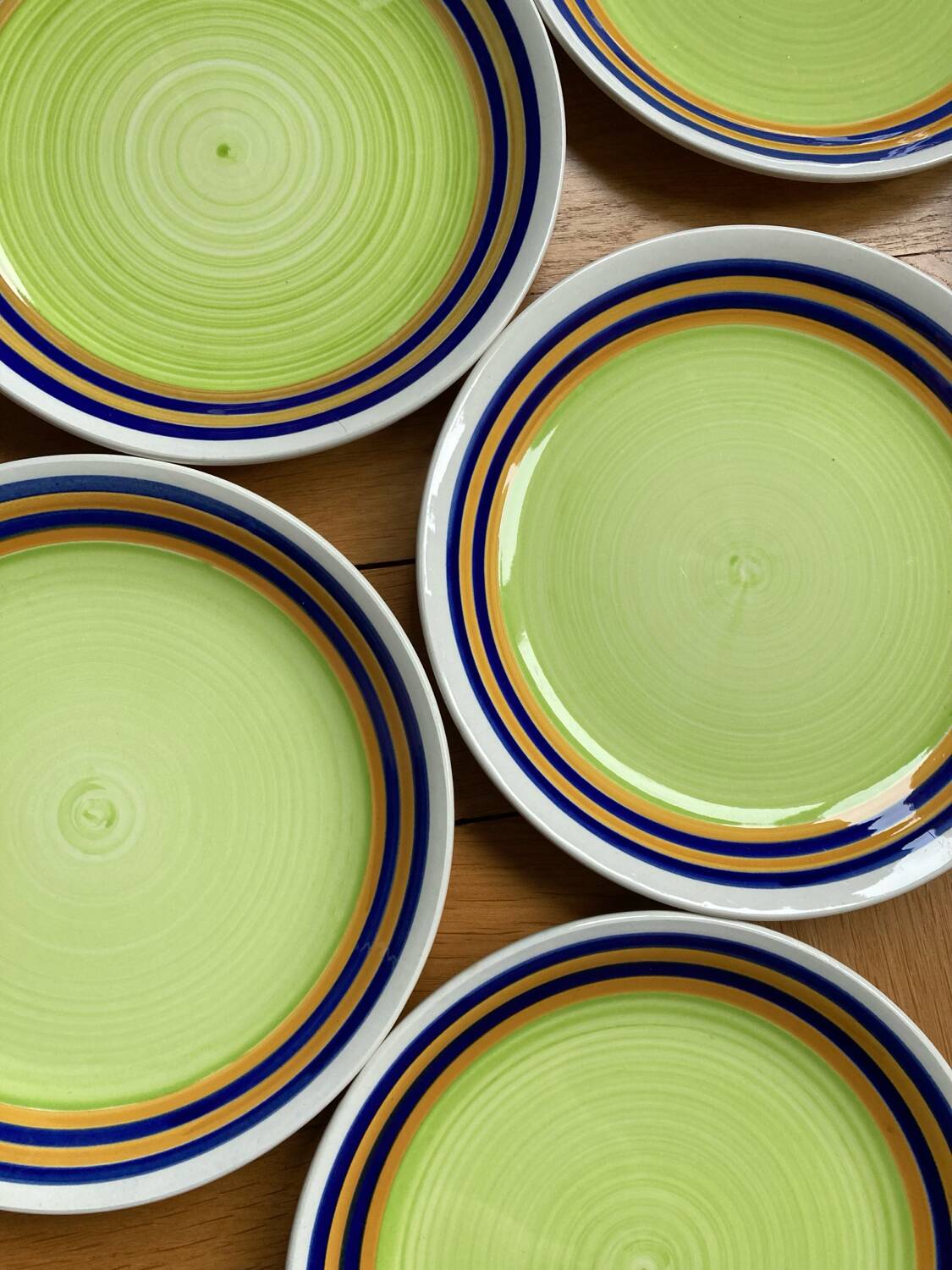 Colorful dessert plates Digoin Sarreguemines Florence