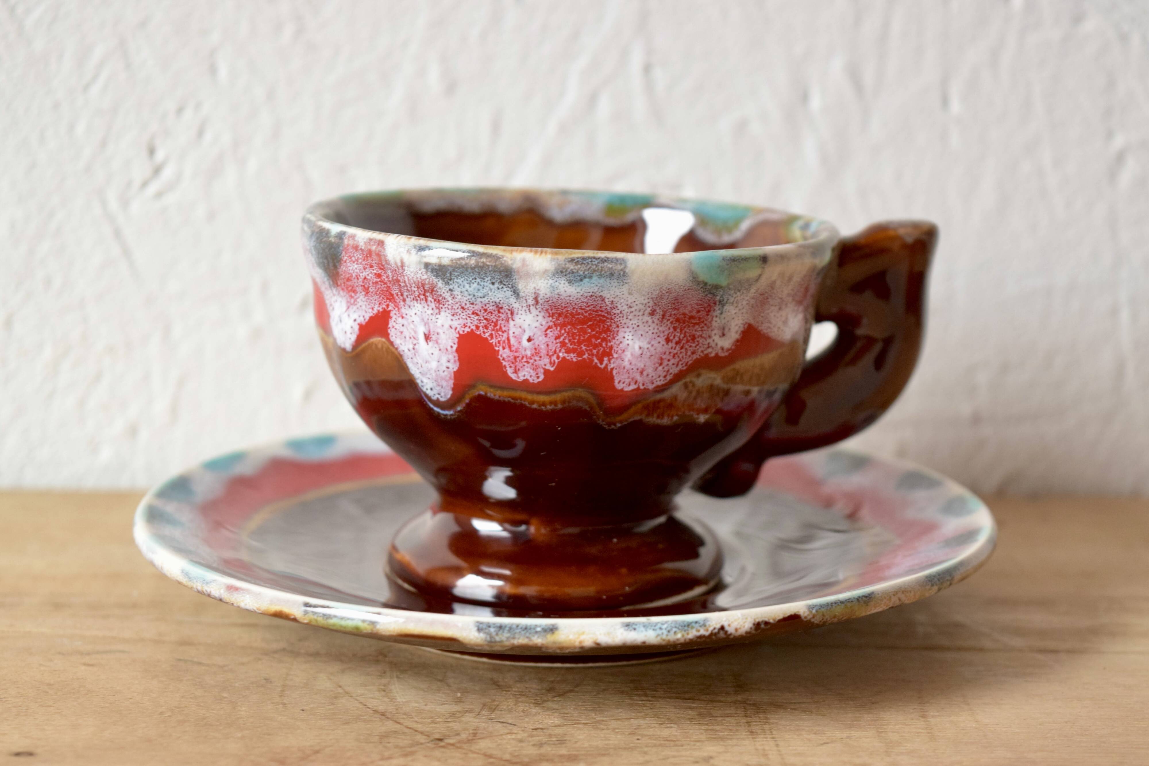 VALLAURIS - vintage coffee or tea service - signed - 15 pieces