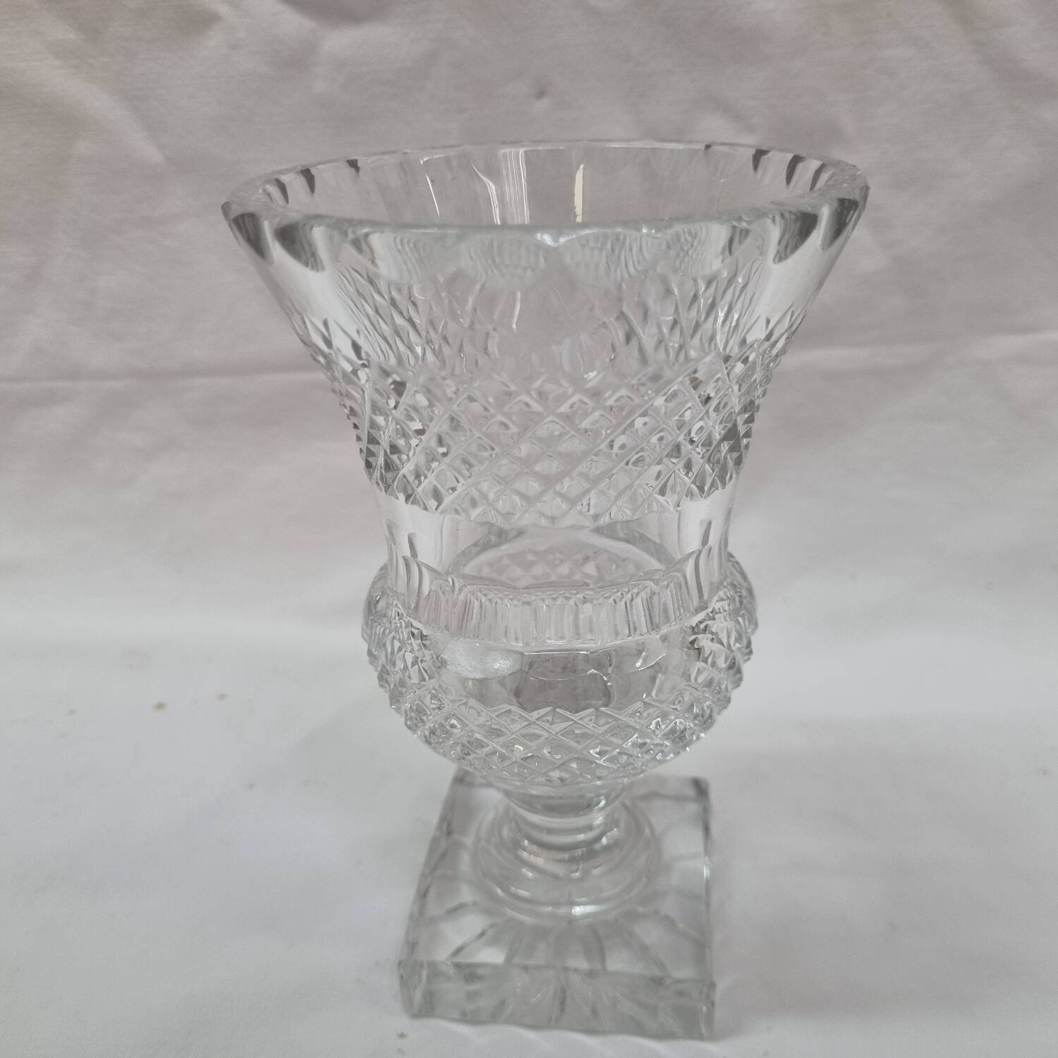 Bohemian piedouche crystal vase