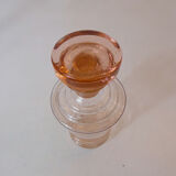 Ancienne carafe flacon en verre soufflé rose