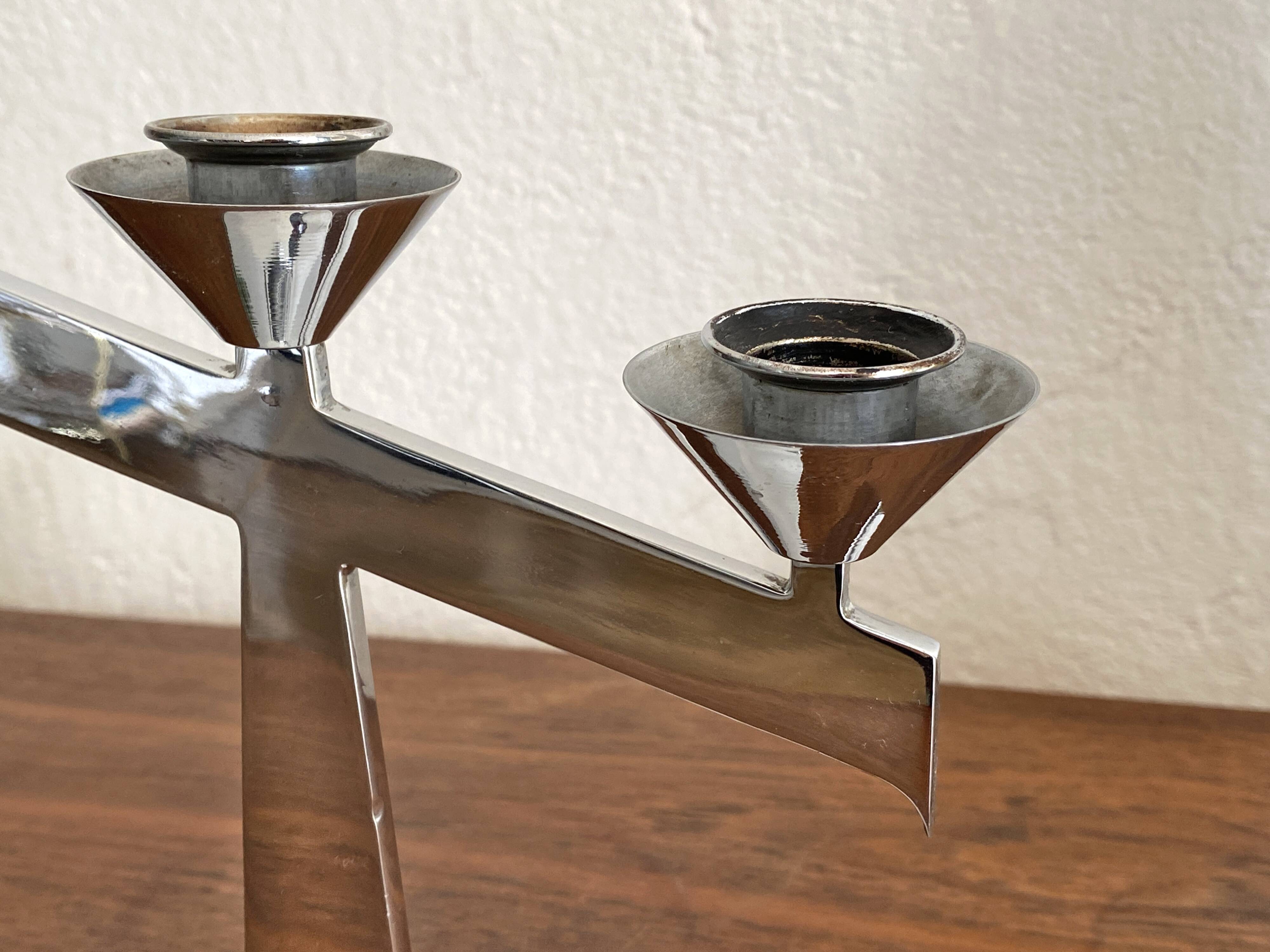 Pair of antique chrome candlesticks from the Art Deco period - in beautiful condition.