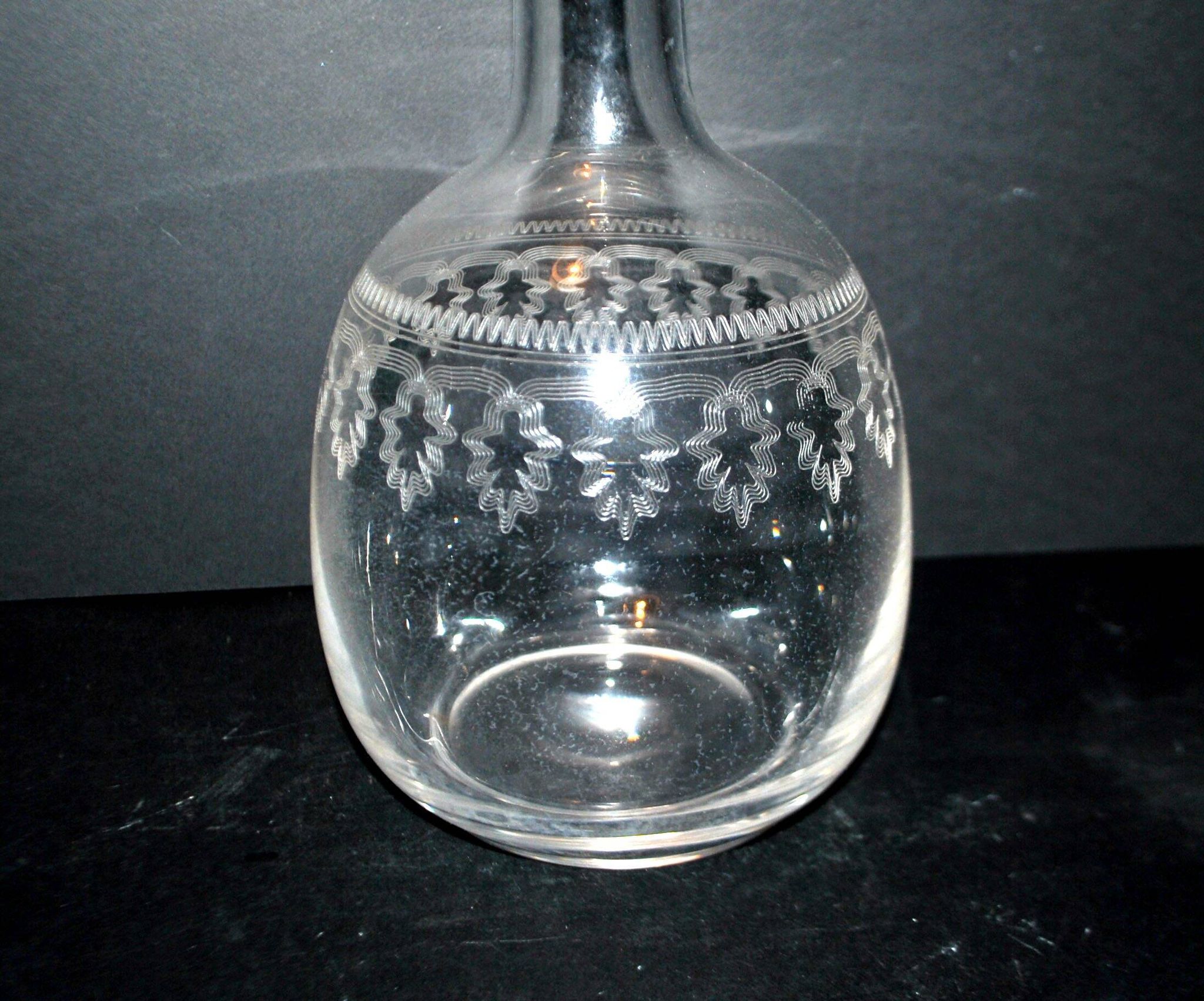 Antique carafe with guilloché spiral decoration – pantograph chemical engraving, circa 1900