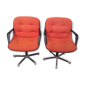 Paire de fauteuils Charles Pollock 1970 orange