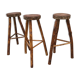 3 bar stools in rough wood
