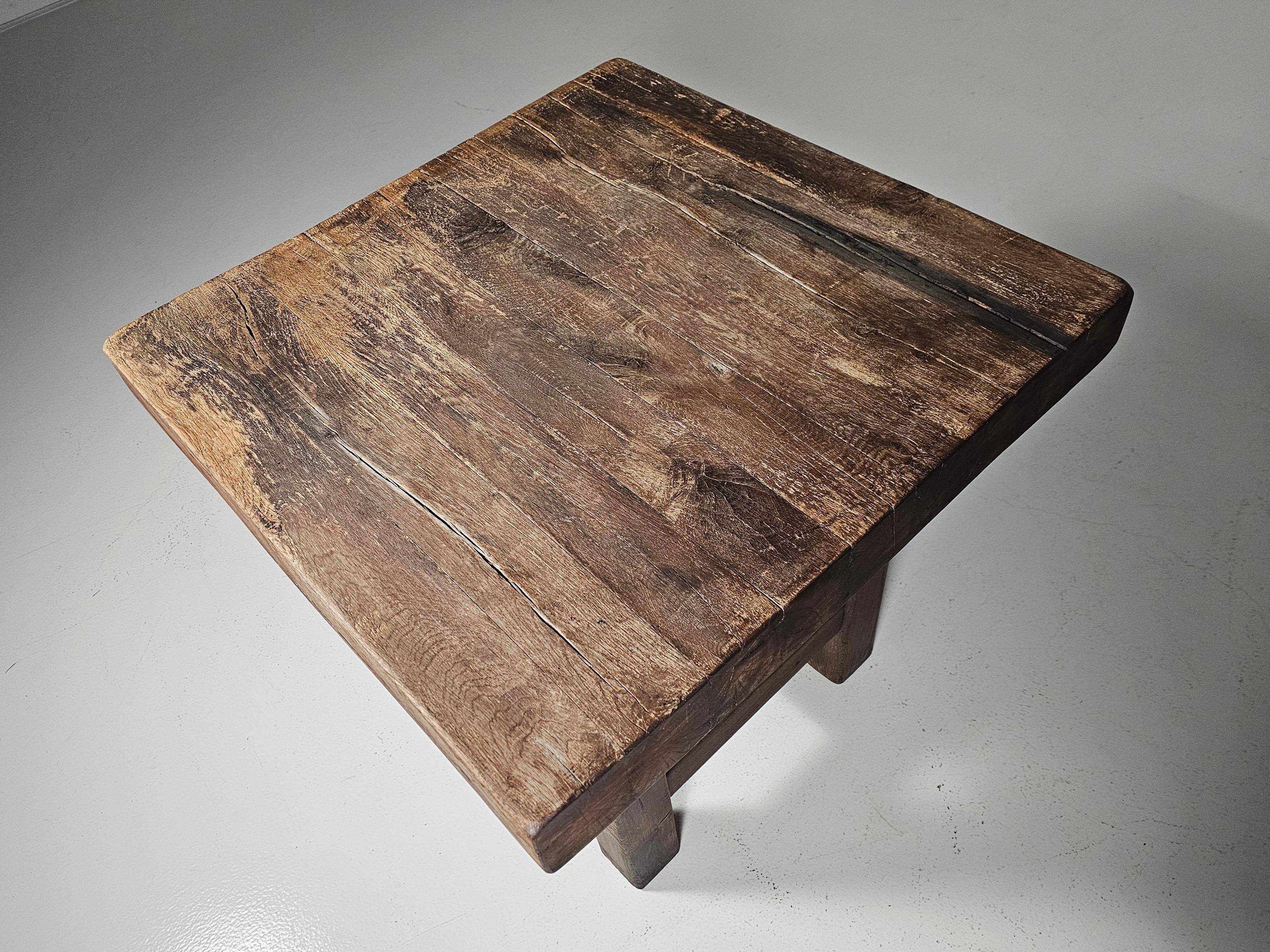 Mobichalet kitchen table/island in solid oak, Belgium, 1950s