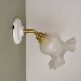 Vintage tulip wall lamp in white opaline