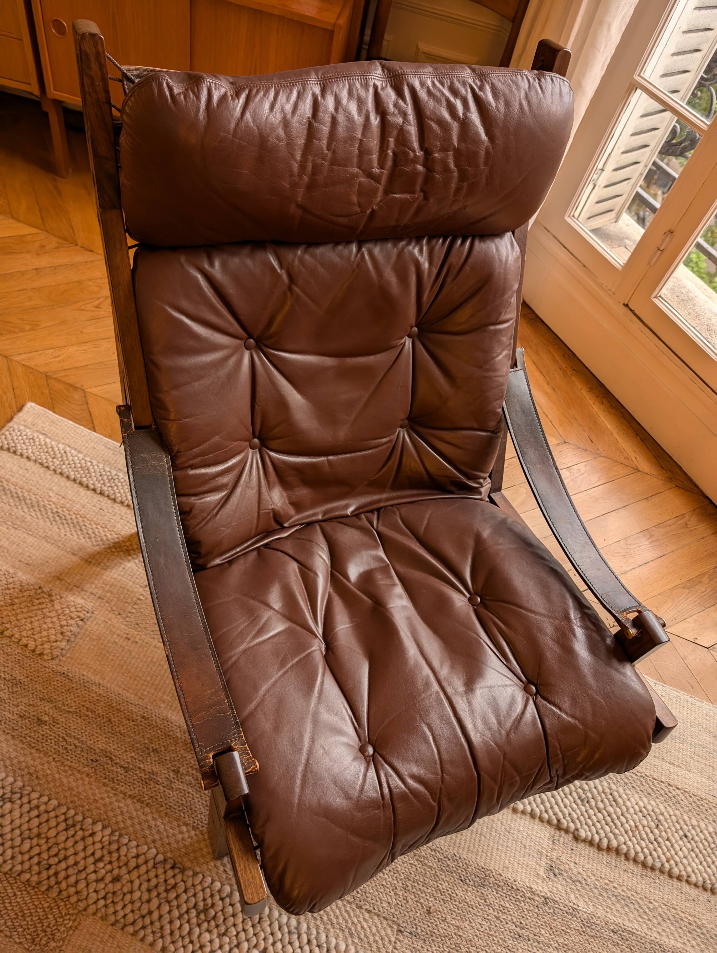 2 Hunter armchairs and 1 footstool by Torbjørn Afdal for Bruksbo
