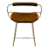 Kitchen bar stool with a brass metal backrest and natural tan tobacco leather.