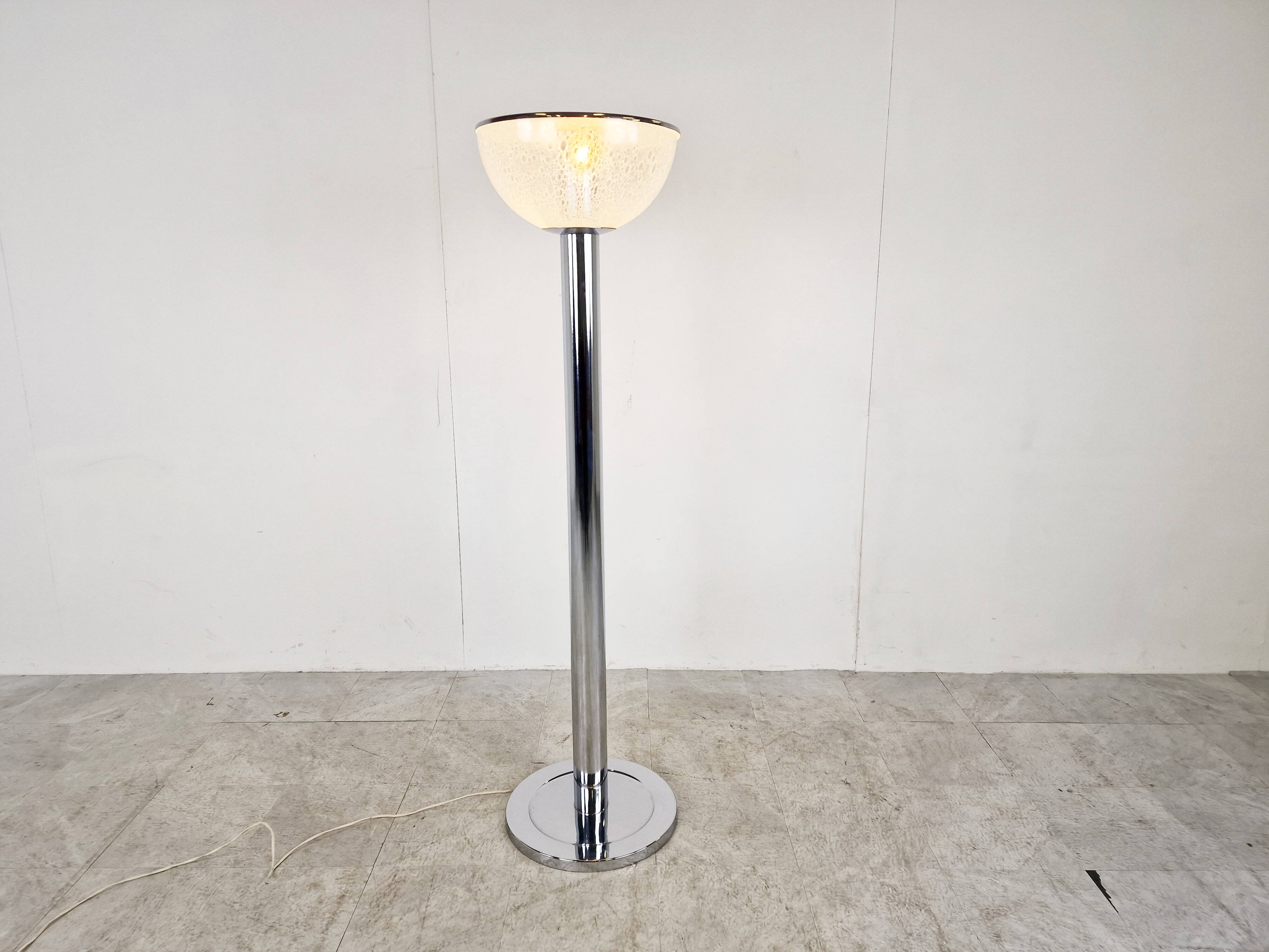 Vintage chrome and glass floor lamp, 1970s