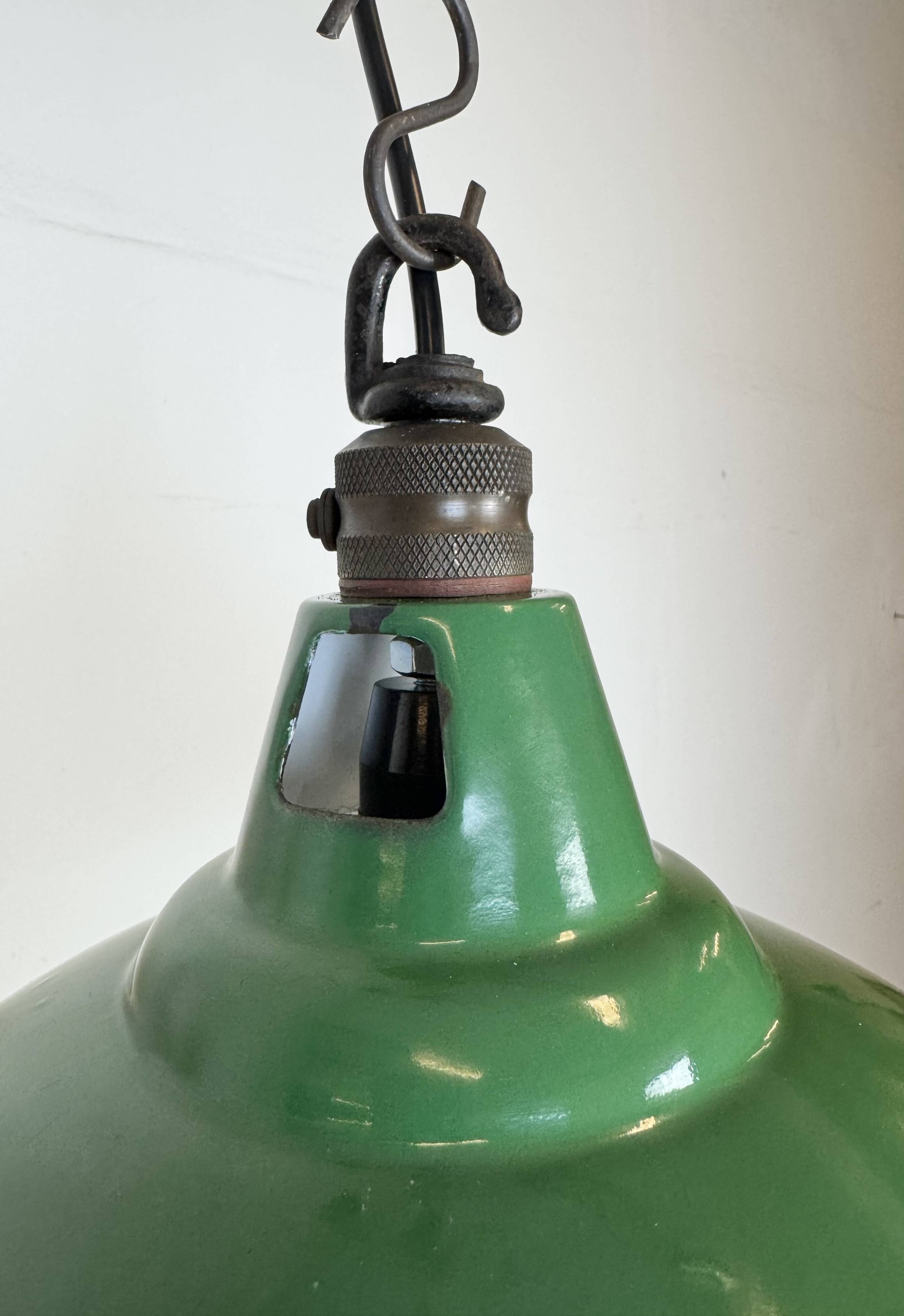 Industrial British Green Enamel Factory Pendant Lamp from Maxlume, 1960s