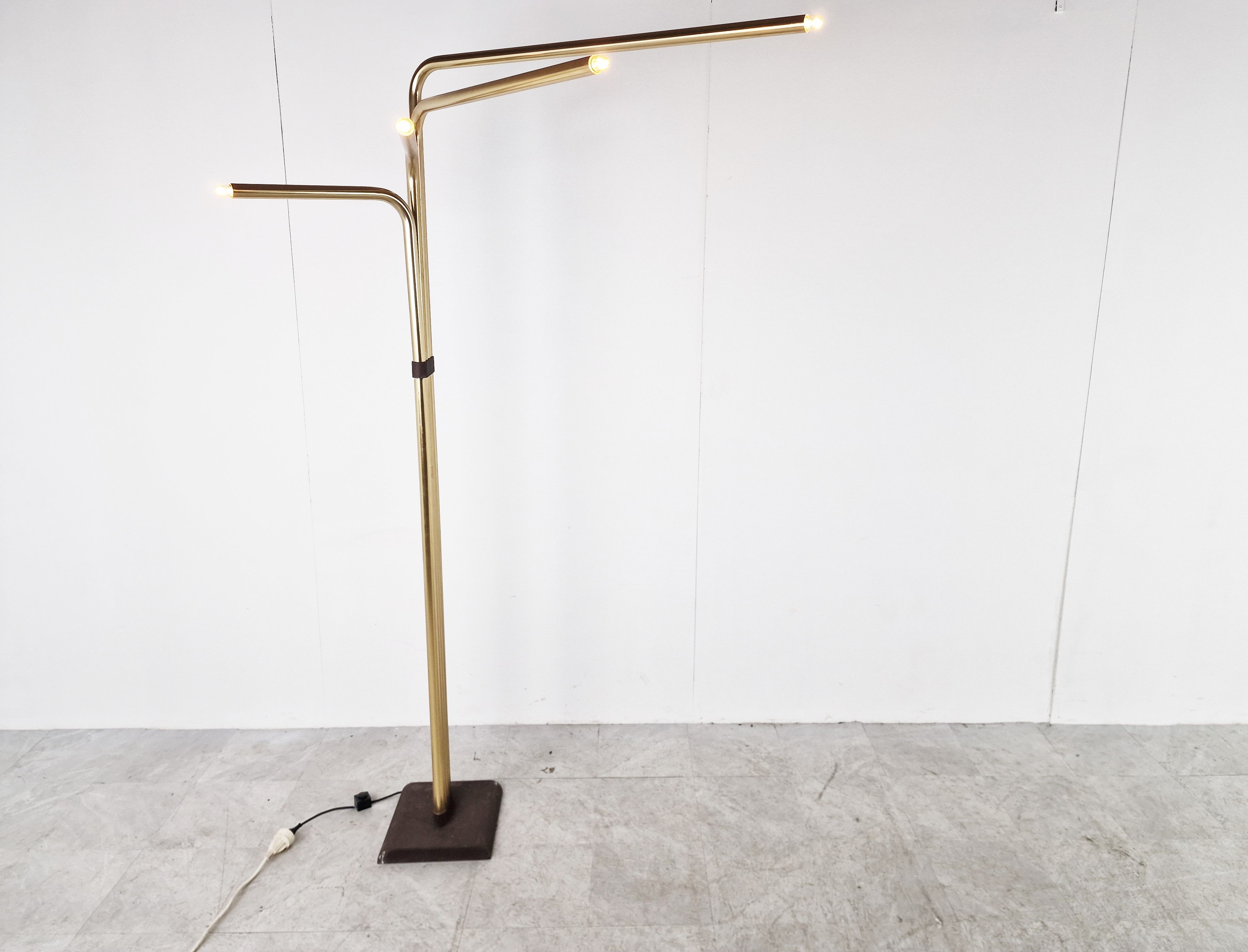 Adjustable floor lamps by Goffredo Reggiani in Brass, Italy, 1970
