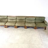 Vintage modular green leather sofa, 1960s
