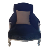 Neo-baroque black velvet club armchair
