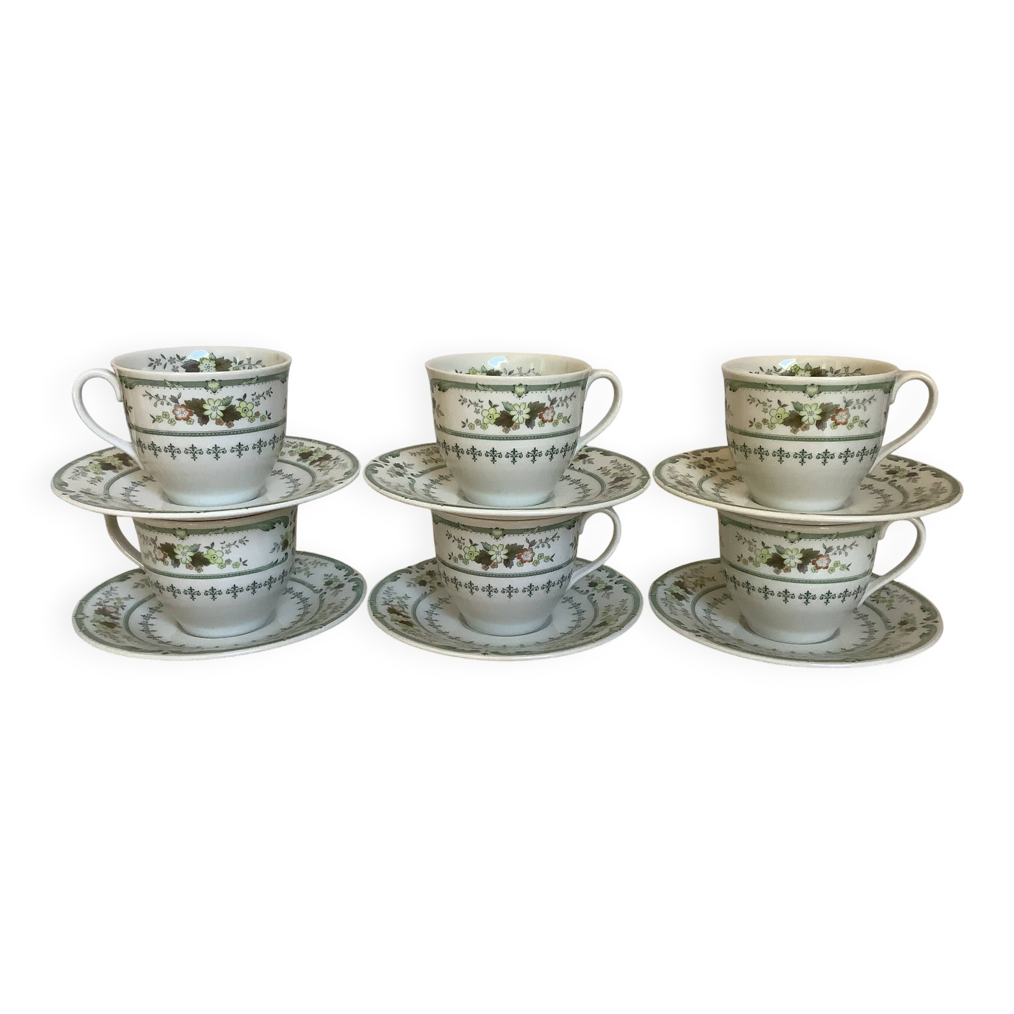 Six Royal Doulton Provencal cups and saucers