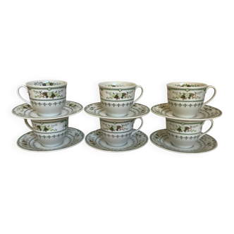 Six Royal Doulton Provencal cups and saucers