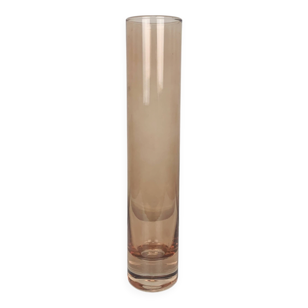 Vase rouleau verre rose saumon, vintage