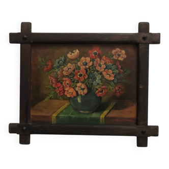 Oil on panel, bouquet