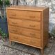 Vintage chest of drawers with compass feet, oak, original patina, 1950s