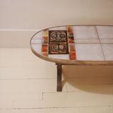 Oval coffee table in ceramic and metal – 1970s