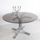 Italian Chrome & Smoked Glass Dining Table 1970's