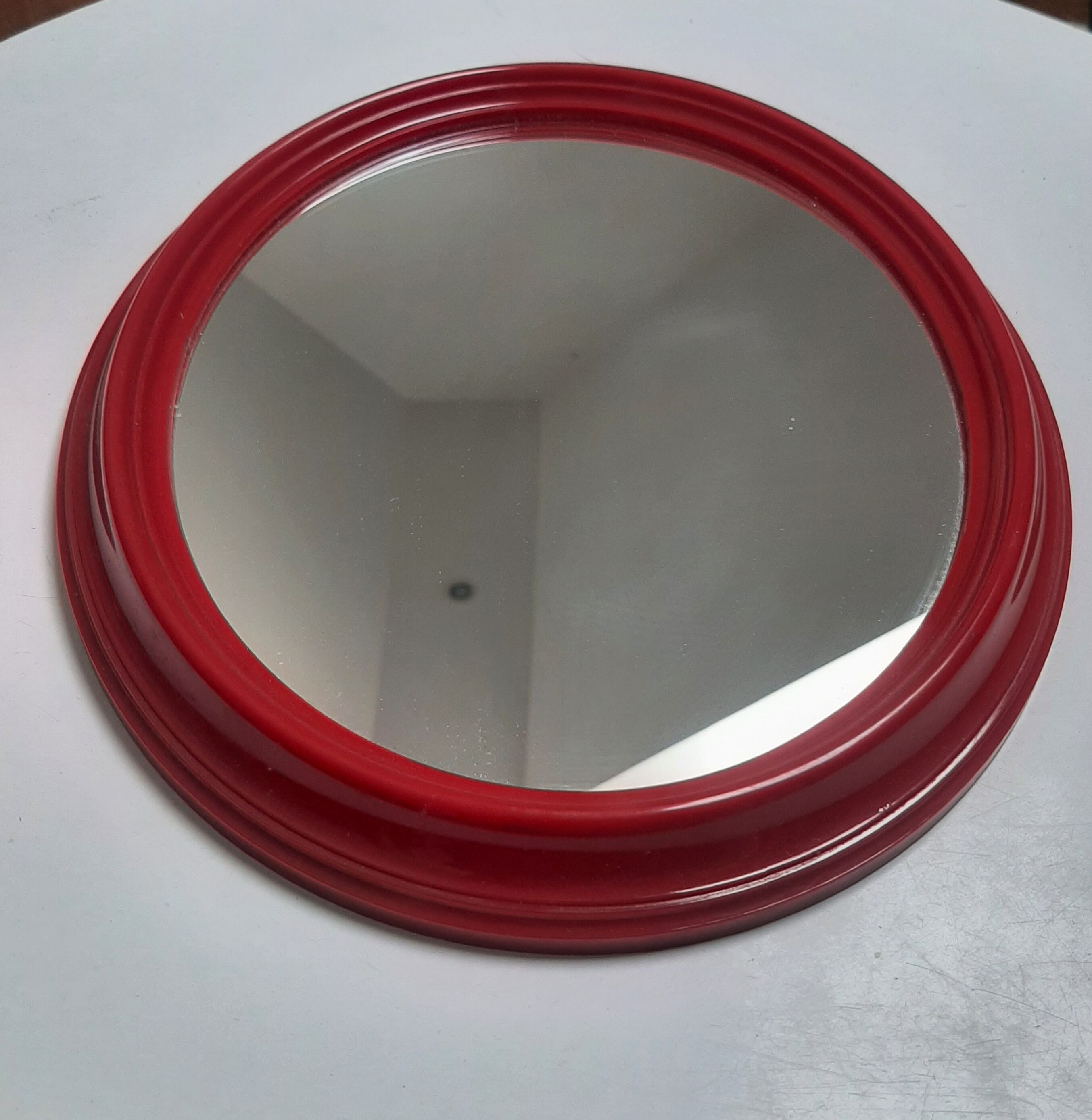 Vintage oval red mirror 60s 70s