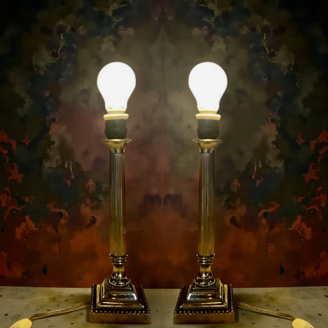 Pair of vintage solid brass lamp bases – Empire style