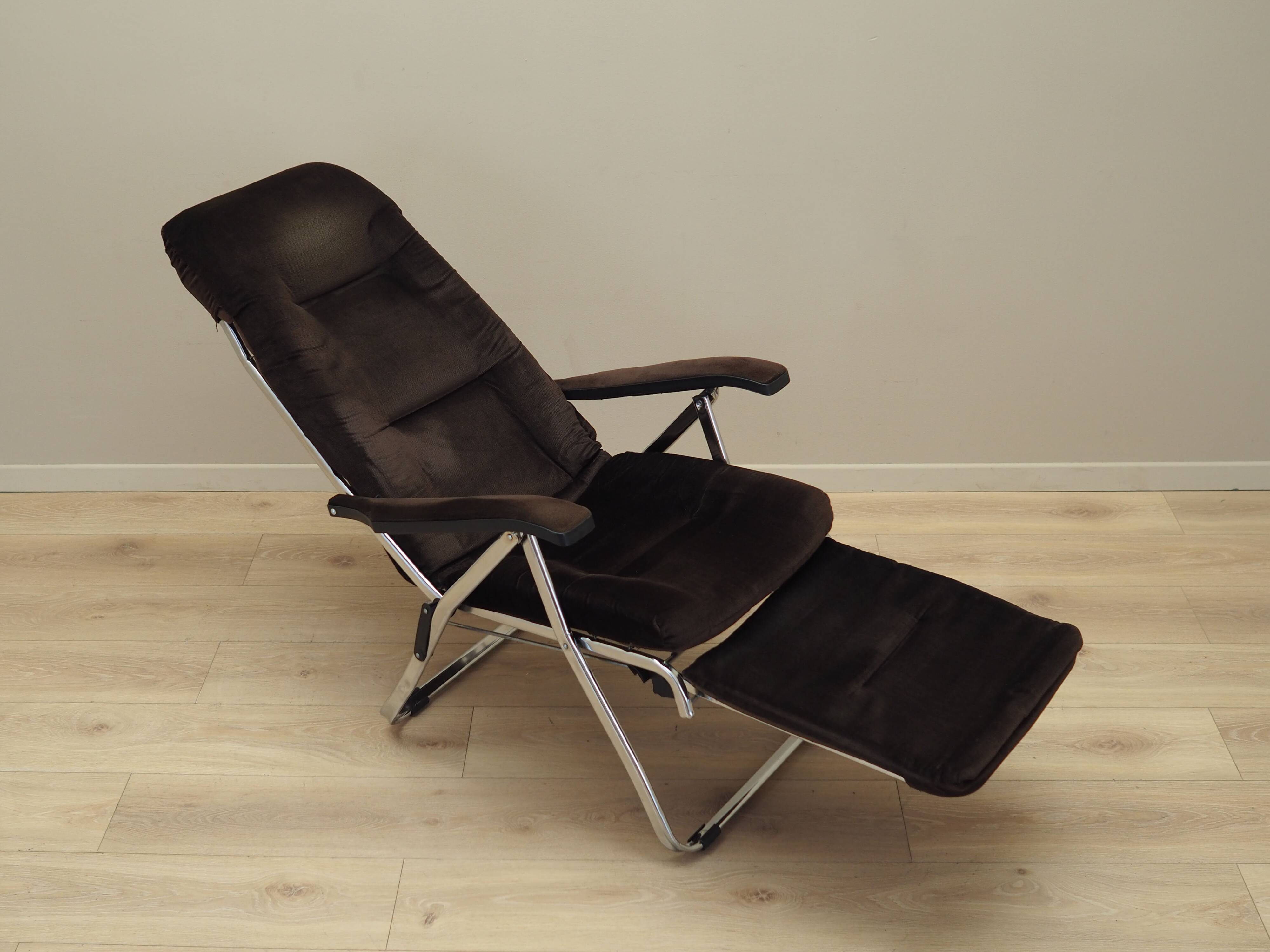 Brown velour armchair, Danish design, 1970s, production: Denmark