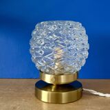 Vintage globe table lamp in moulded glass