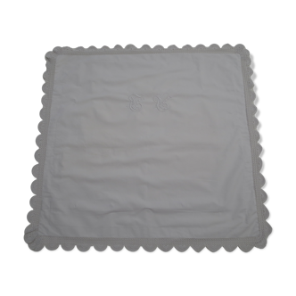 old large pillowcase in thin white monogrammed canvas