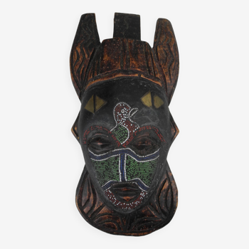 Ancien masque africain perlé ghana ashanti old beaded african mask