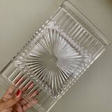 Tray and 3 vintage ramekins in worked glass