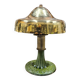 Varnished cast iron lamp and hammered brass lampshade 1920 art deco 32x23