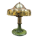Varnished cast iron lamp and hammered brass lampshade 1920 art deco 32x23