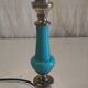 Lamp base in brass and turquoise opaline - mid 20th century.