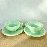 2 cups and saucers opaline mint art deco 50/60