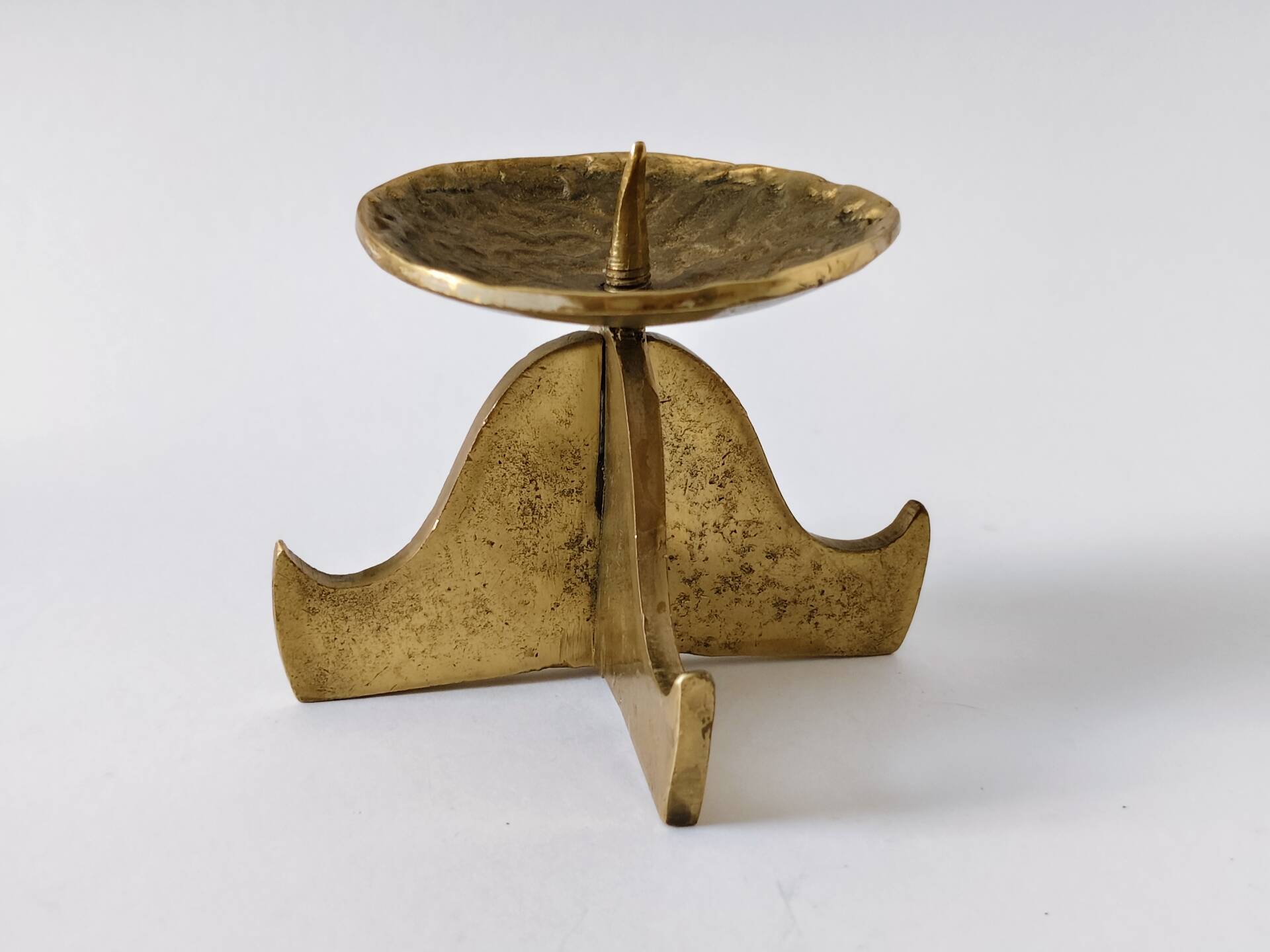 Brutalist vintage brass candlestick
