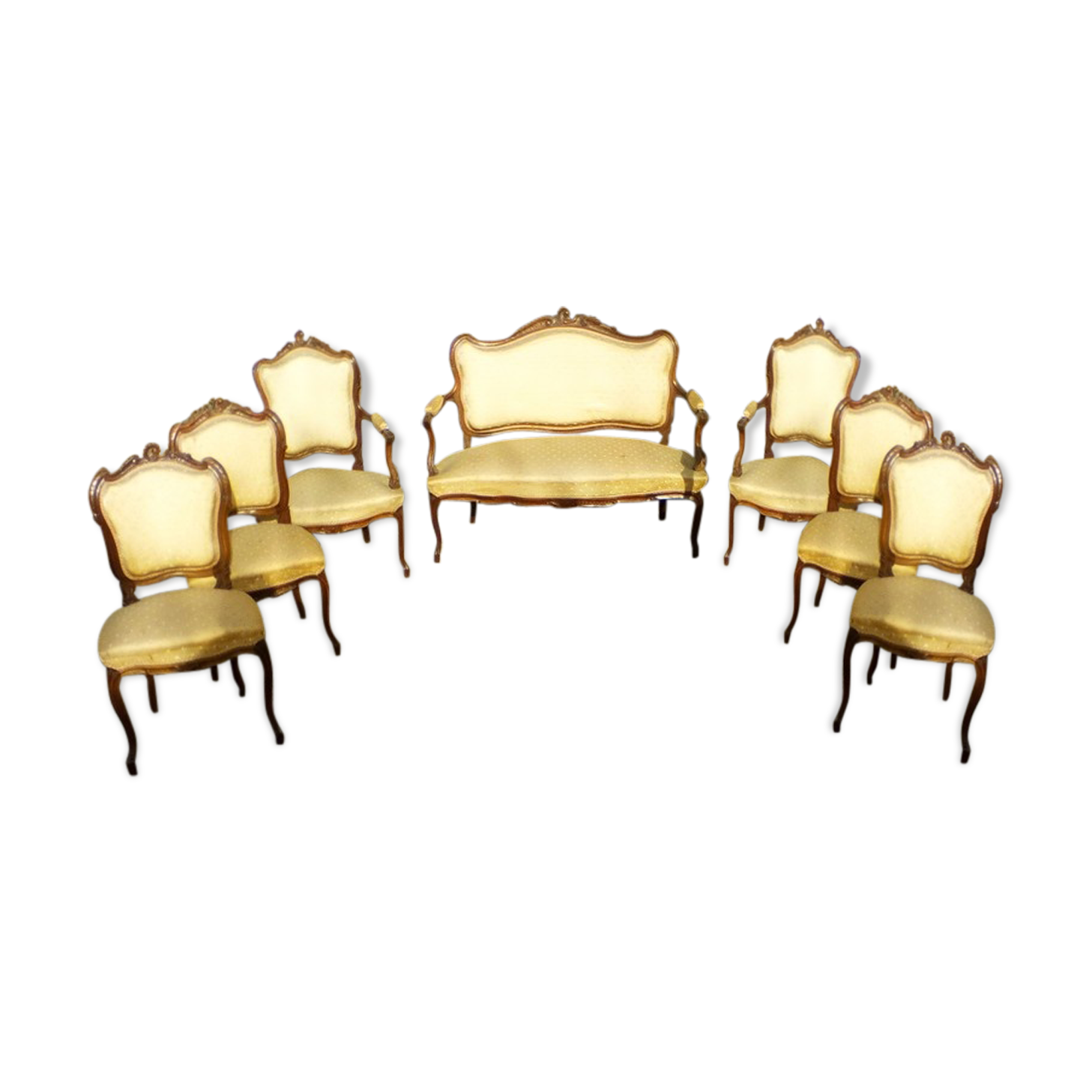 Salon complet Louis XV  époque 1930 en noyer